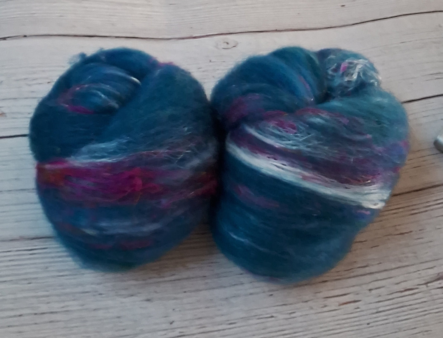Fiber Batt for Spinning, Tunis Wool, Silk